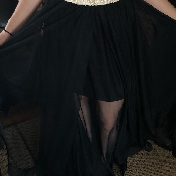 Two Piece Black and Gold Prom Dress - Picture 3 of 6